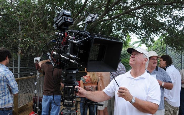 Mike Weber adjusts focus on the RED ONE at Big Cat Rescue, Sarasota